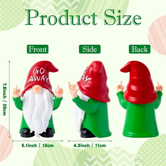 Naughty Gnome Resin Ornament Middle Finger Statue Decoration For Table Topper - Picture 3 of 6